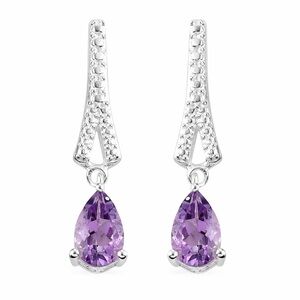 Elegant Rose De France Amethyst Teardrop Earrings